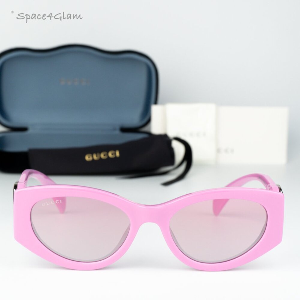 BRAND NEW Gucci GG1691S 003 Pink Mirror Women Oval Sunglasses GG 1691S - Picture 2 of 7